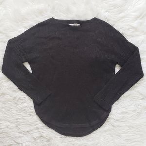 NEW Beachlunchlounge Luna Batea Ribbed Knit  Metallic Black Sweater